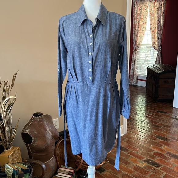 Chambray button front Dress szM - Picture 4 of 15